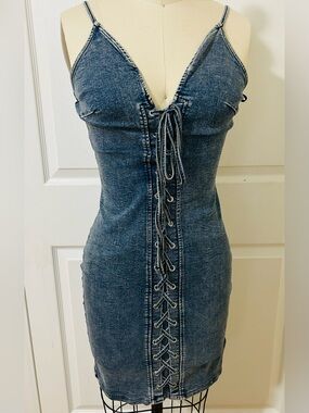 Windsor Lace Up Denim Dress